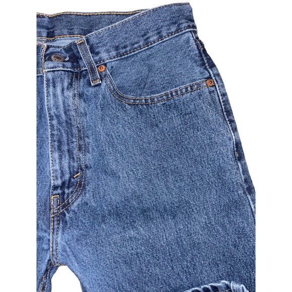 Levi's 505 Mens Denim Blue Jeans 32x30 Regular Fit Medium Wash 100% Cotton - Picture 4 of 11